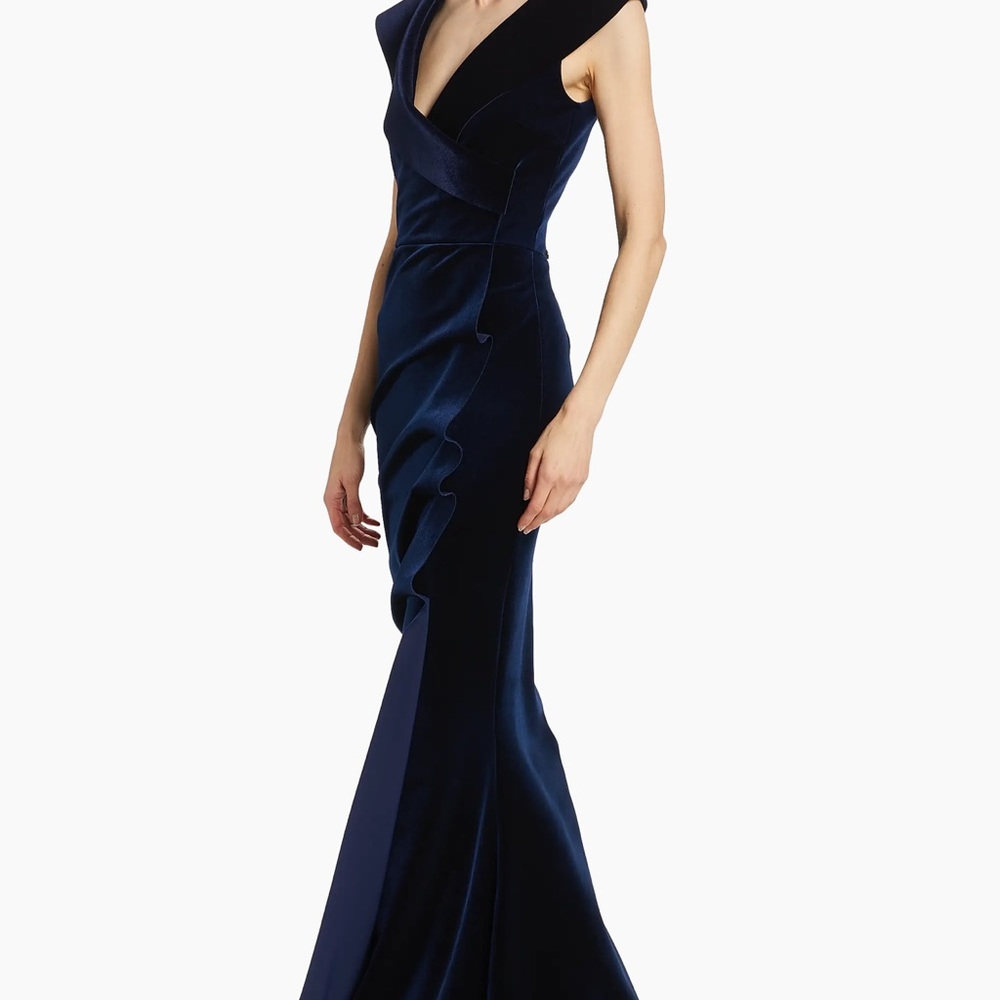 Chiara Boni La Petite Robe Blue Notte -Velvet Navy Blue Evening Gown size 6